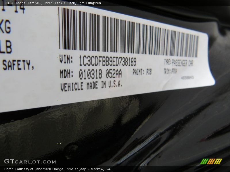 Pitch Black / Black/Light Tungsten 2014 Dodge Dart SXT
