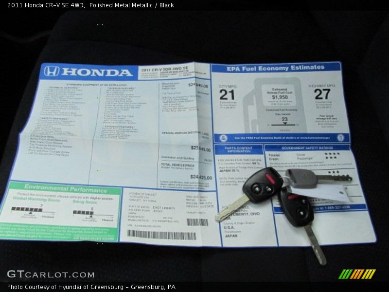 Polished Metal Metallic / Black 2011 Honda CR-V SE 4WD
