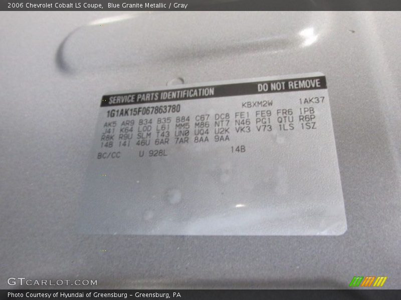 Blue Granite Metallic / Gray 2006 Chevrolet Cobalt LS Coupe
