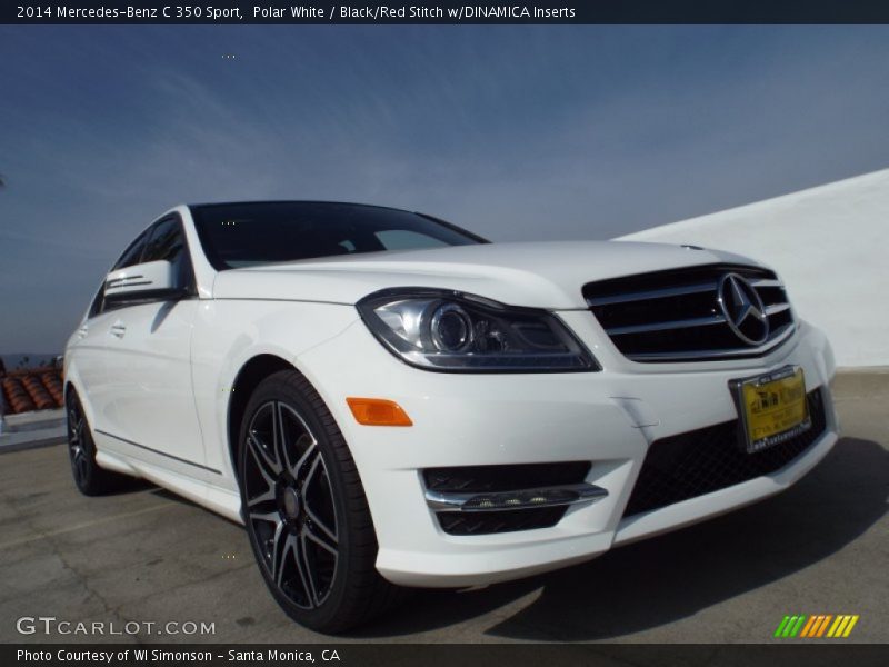 Polar White / Black/Red Stitch w/DINAMICA Inserts 2014 Mercedes-Benz C 350 Sport