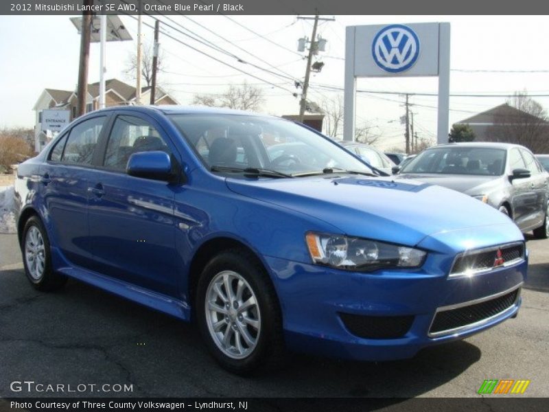 Octane Blue Pearl / Black 2012 Mitsubishi Lancer SE AWD