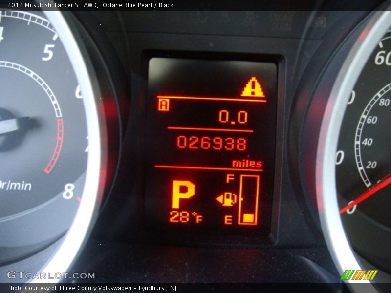 Octane Blue Pearl / Black 2012 Mitsubishi Lancer SE AWD