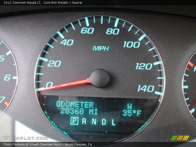 Gold Mist Metallic / Neutral 2012 Chevrolet Impala LT