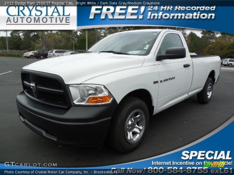 Bright White / Dark Slate Gray/Medium Graystone 2012 Dodge Ram 1500 ST Regular Cab