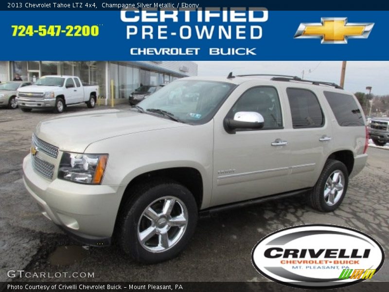 Champagne Silver Metallic / Ebony 2013 Chevrolet Tahoe LTZ 4x4