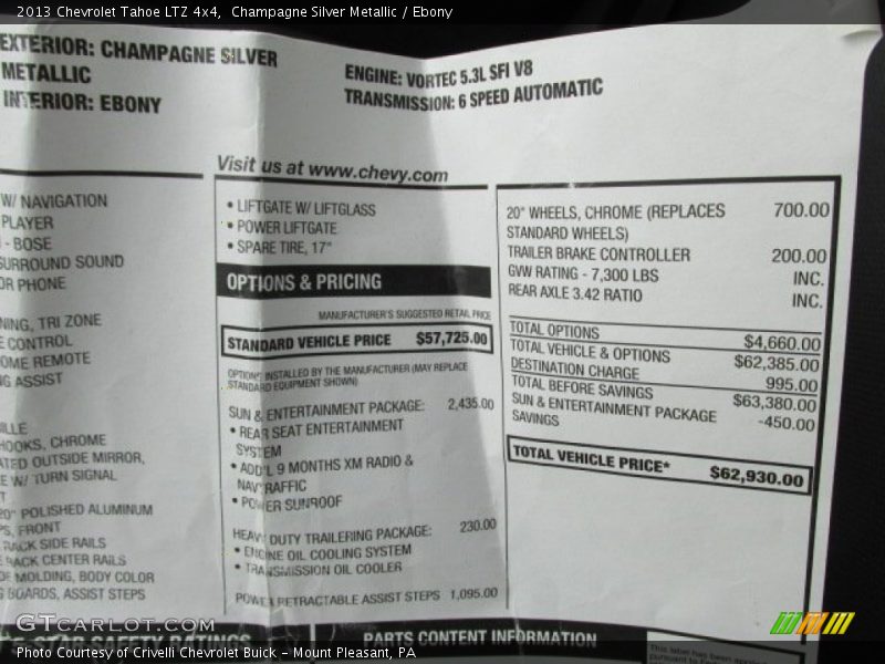 Champagne Silver Metallic / Ebony 2013 Chevrolet Tahoe LTZ 4x4