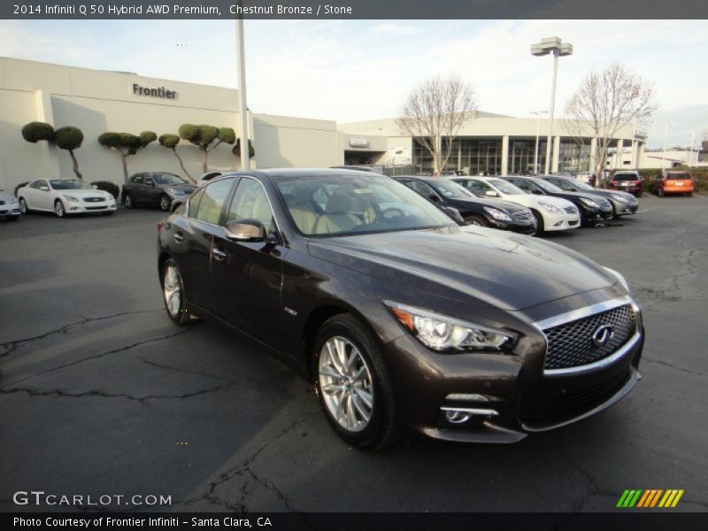 Chestnut Bronze / Stone 2014 Infiniti Q 50 Hybrid AWD Premium