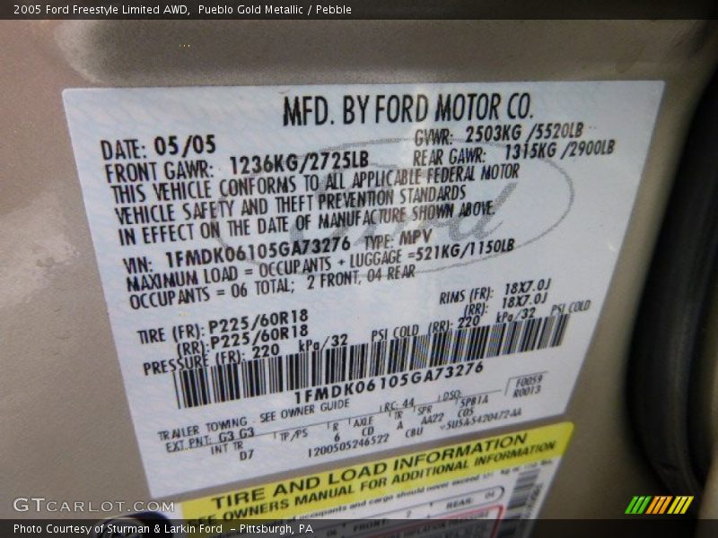Pueblo Gold Metallic / Pebble 2005 Ford Freestyle Limited AWD