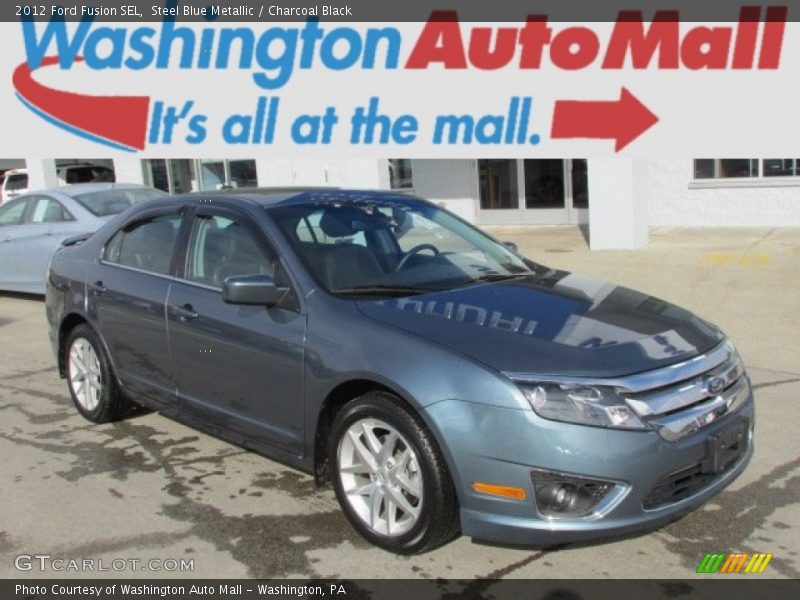 Steel Blue Metallic / Charcoal Black 2012 Ford Fusion SEL