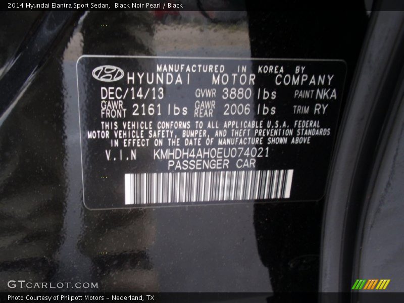 Black Noir Pearl / Black 2014 Hyundai Elantra Sport Sedan