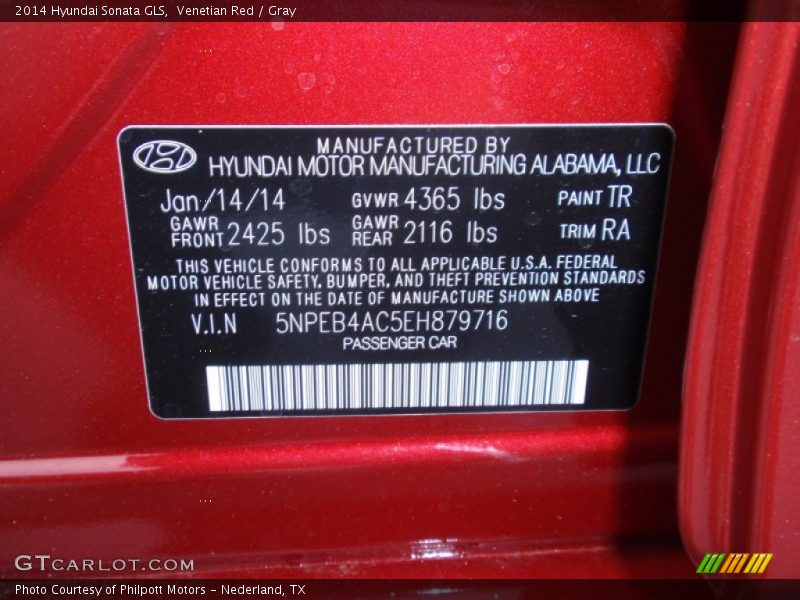 Venetian Red / Gray 2014 Hyundai Sonata GLS