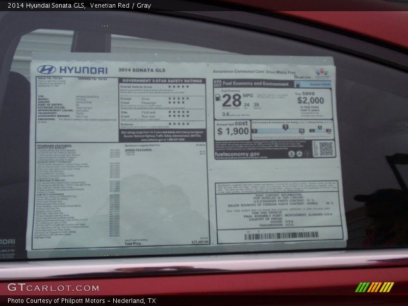 Venetian Red / Gray 2014 Hyundai Sonata GLS
