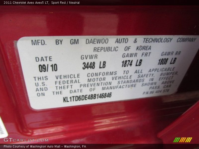 Sport Red / Neutral 2011 Chevrolet Aveo Aveo5 LT