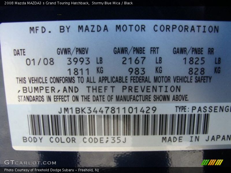 Stormy Blue Mica / Black 2008 Mazda MAZDA3 s Grand Touring Hatchback