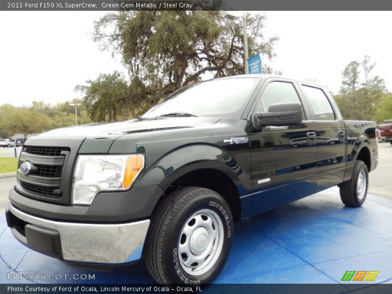 Green Gem Metallic / Steel Gray 2013 Ford F150 XL SuperCrew