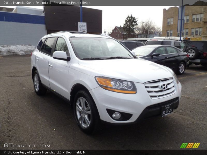 Frost White Pearl / Beige 2011 Hyundai Santa Fe Limited