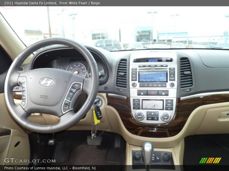 Frost White Pearl / Beige 2011 Hyundai Santa Fe Limited