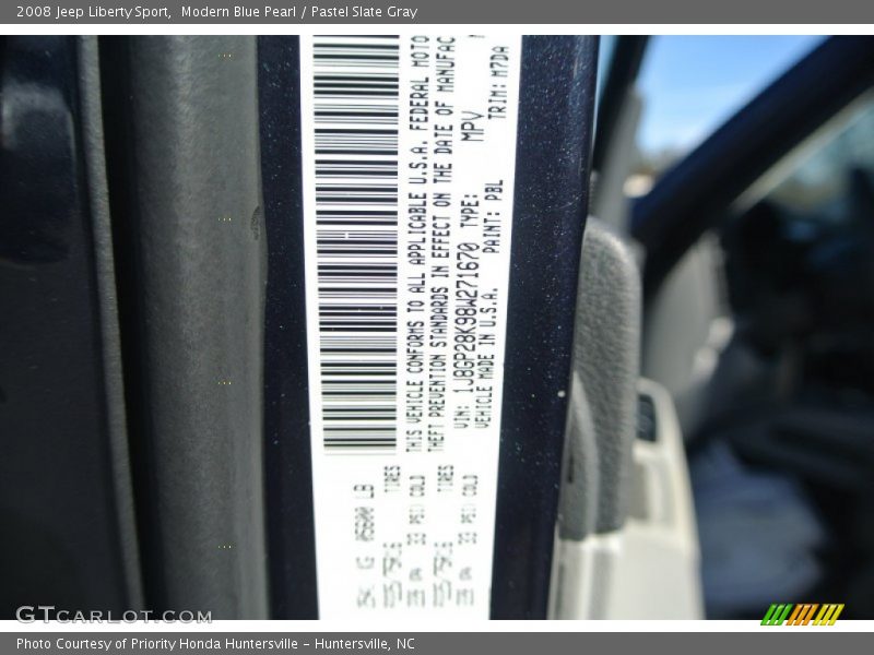 Modern Blue Pearl / Pastel Slate Gray 2008 Jeep Liberty Sport