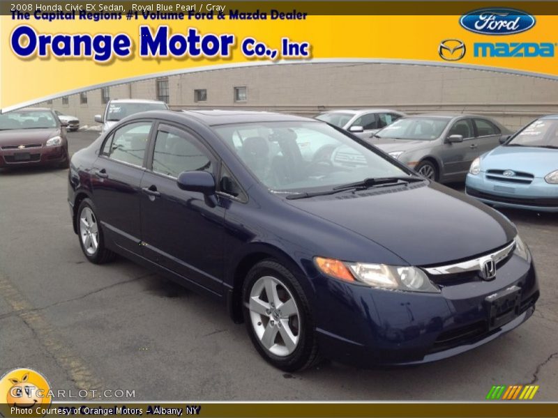 Royal Blue Pearl / Gray 2008 Honda Civic EX Sedan