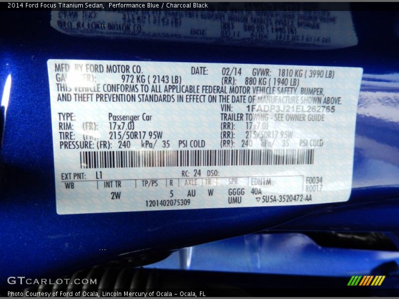 Performance Blue / Charcoal Black 2014 Ford Focus Titanium Sedan