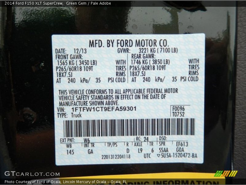 Green Gem / Pale Adobe 2014 Ford F150 XLT SuperCrew