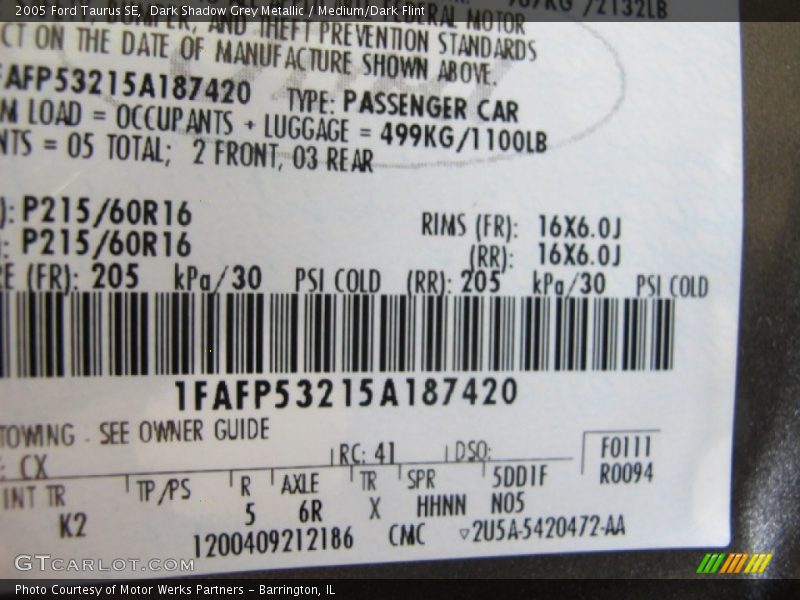 Dark Shadow Grey Metallic / Medium/Dark Flint 2005 Ford Taurus SE