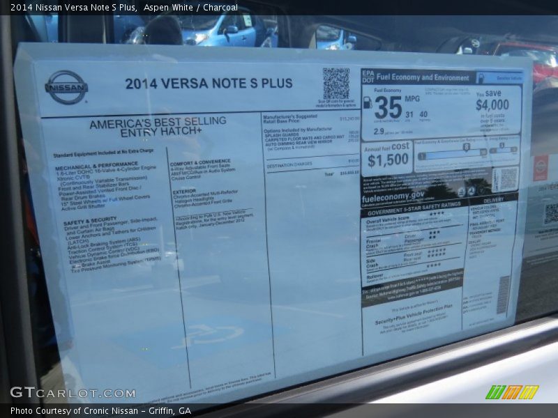 Aspen White / Charcoal 2014 Nissan Versa Note S Plus