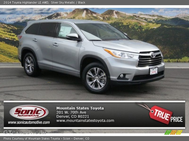 Silver Sky Metallic / Black 2014 Toyota Highlander LE AWD