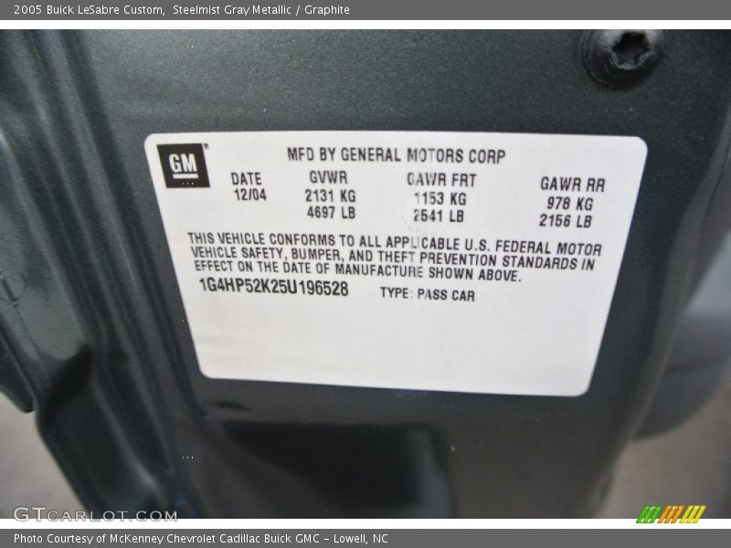 Steelmist Gray Metallic / Graphite 2005 Buick LeSabre Custom