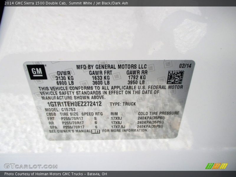 Summit White / Jet Black/Dark Ash 2014 GMC Sierra 1500 Double Cab