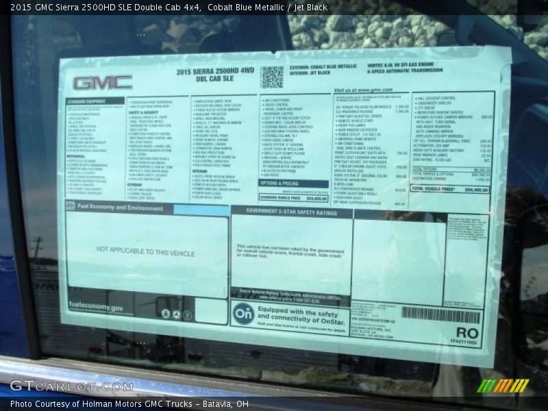 Cobalt Blue Metallic / Jet Black 2015 GMC Sierra 2500HD SLE Double Cab 4x4