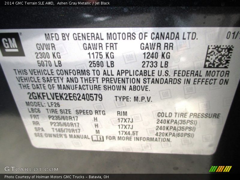 Ashen Gray Metallic / Jet Black 2014 GMC Terrain SLE AWD