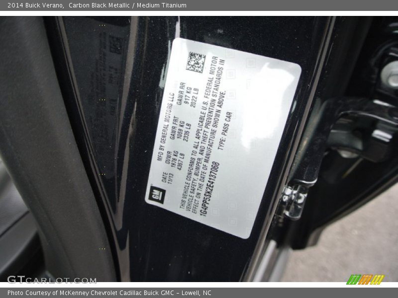Carbon Black Metallic / Medium Titanium 2014 Buick Verano