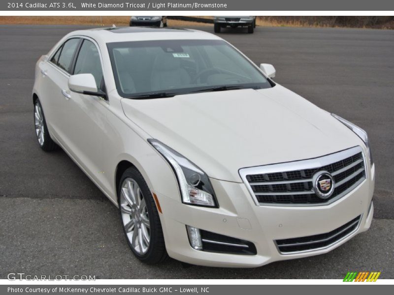 White Diamond Tricoat / Light Platinum/Brownstone 2014 Cadillac ATS 3.6L