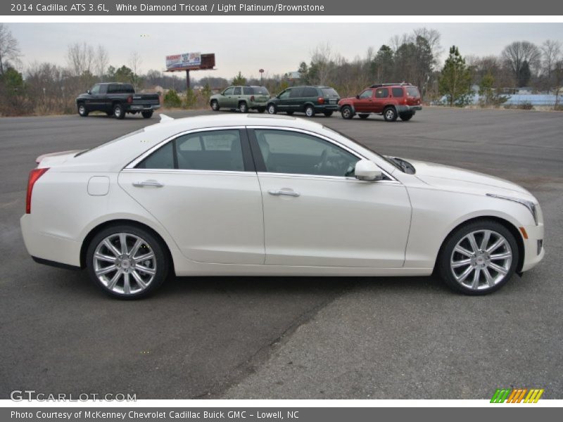 White Diamond Tricoat / Light Platinum/Brownstone 2014 Cadillac ATS 3.6L
