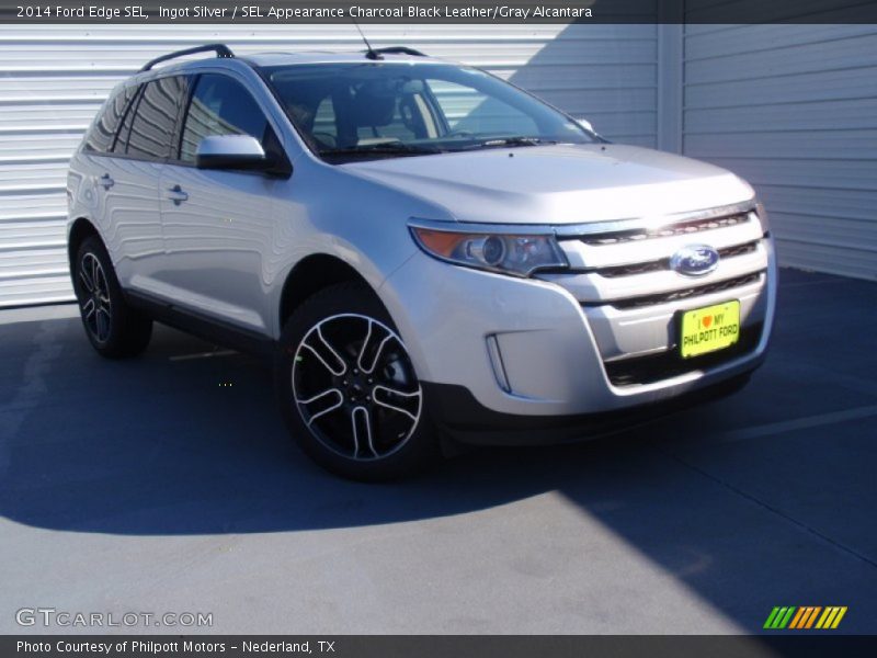 Ingot Silver / SEL Appearance Charcoal Black Leather/Gray Alcantara 2014 Ford Edge SEL