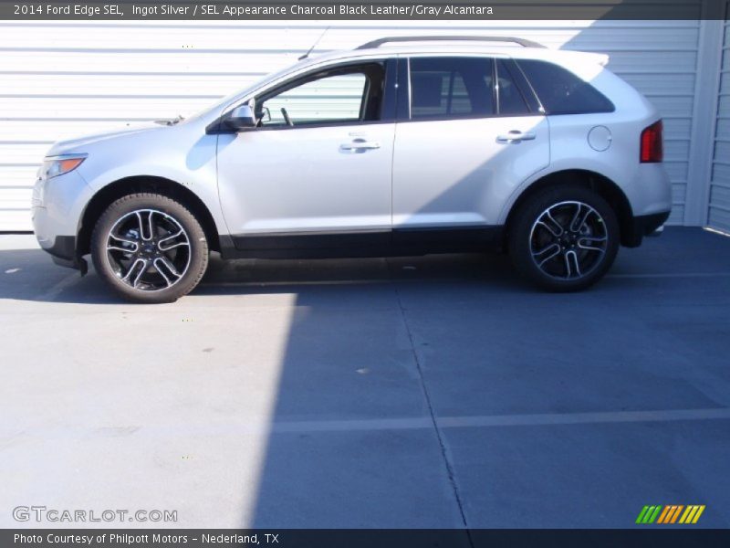Ingot Silver / SEL Appearance Charcoal Black Leather/Gray Alcantara 2014 Ford Edge SEL