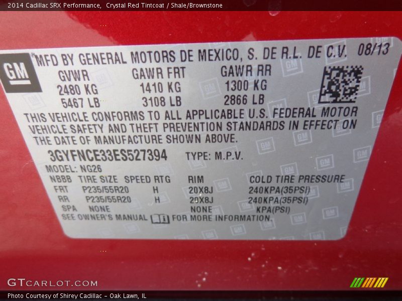 Crystal Red Tintcoat / Shale/Brownstone 2014 Cadillac SRX Performance