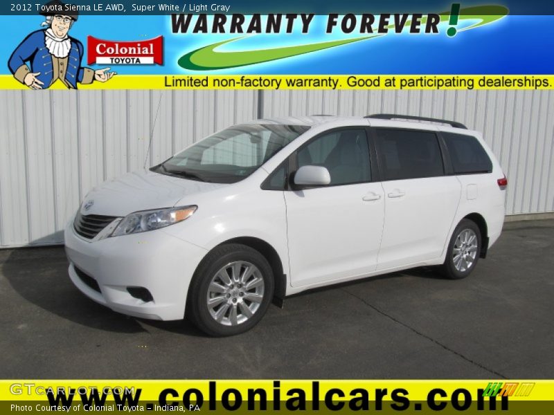 Super White / Light Gray 2012 Toyota Sienna LE AWD