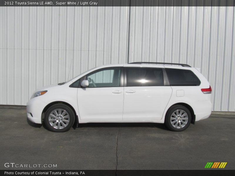 Super White / Light Gray 2012 Toyota Sienna LE AWD