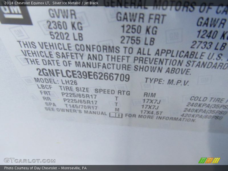Silver Ice Metallic / Jet Black 2014 Chevrolet Equinox LT