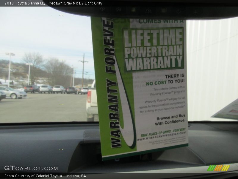 Predawn Gray Mica / Light Gray 2013 Toyota Sienna LE