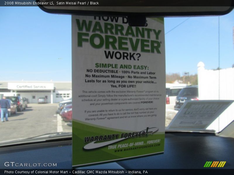 Satin Meisai Pearl / Black 2008 Mitsubishi Endeavor LS