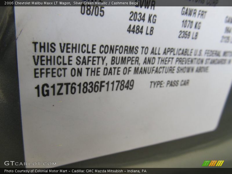 Silver Green Metallic / Cashmere Beige 2006 Chevrolet Malibu Maxx LT Wagon
