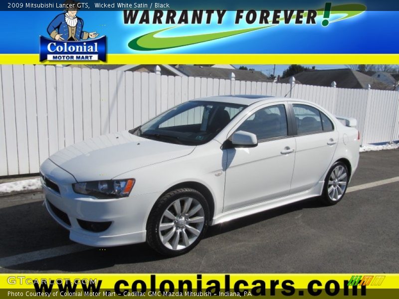 Wicked White Satin / Black 2009 Mitsubishi Lancer GTS