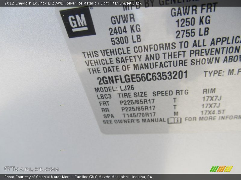 Silver Ice Metallic / Light Titanium/Jet Black 2012 Chevrolet Equinox LTZ AWD