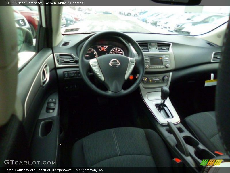 Aspen White / Charcoal 2014 Nissan Sentra SV