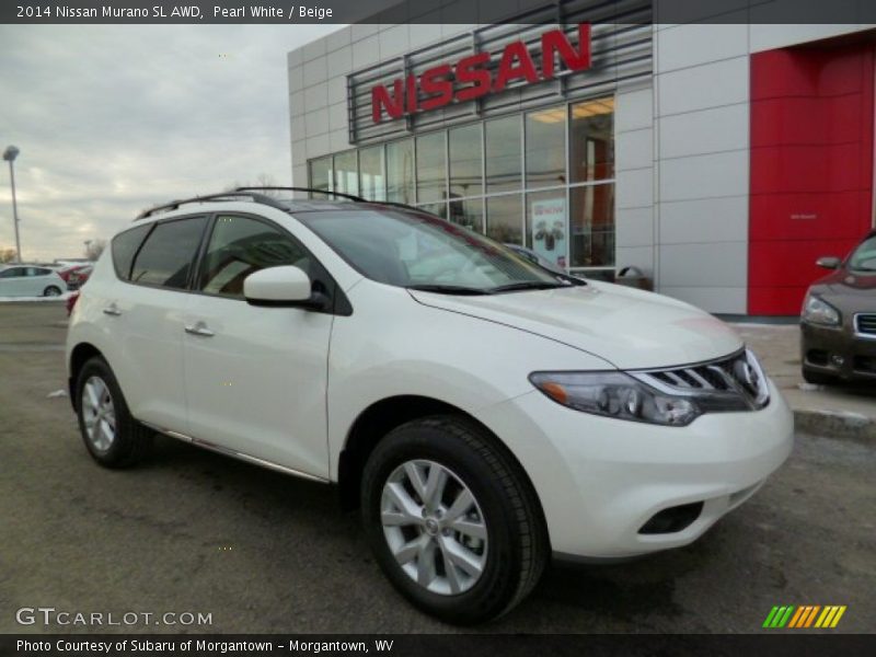 Pearl White / Beige 2014 Nissan Murano SL AWD