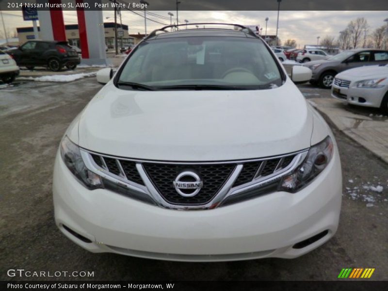 Pearl White / Beige 2014 Nissan Murano SL AWD