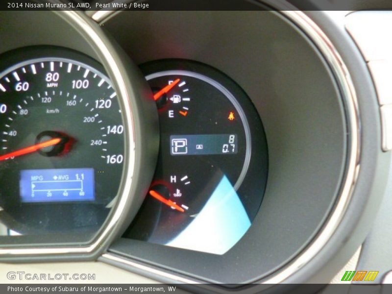 Pearl White / Beige 2014 Nissan Murano SL AWD